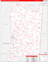 Dutchess County Metro Area Wall Map Red Line Style 2026